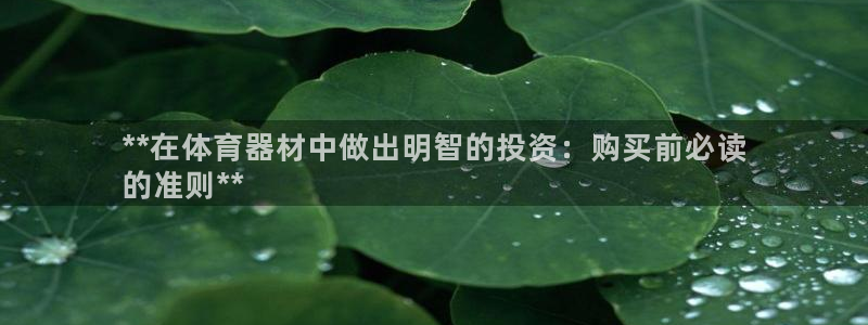 尊龙官网手机版：**在体育器材中做出明智的投资：购买
