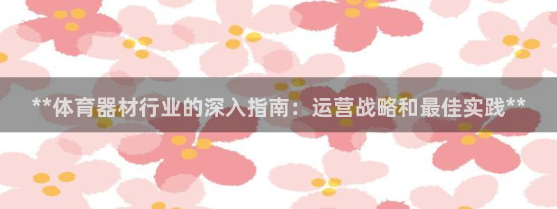 尊龙凯时登陆网址：**体育器材行业的深入指南：运营战